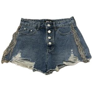 BLUE B COLLECTION SIZE SMALL DENIM AND RHINESTONE SHORTS